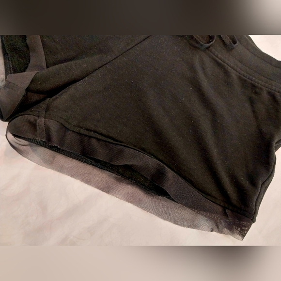 Victoria Sport Size XS Black Elastic Drawstring Waist Shorts Mesh Trim - Picture 3 of 12